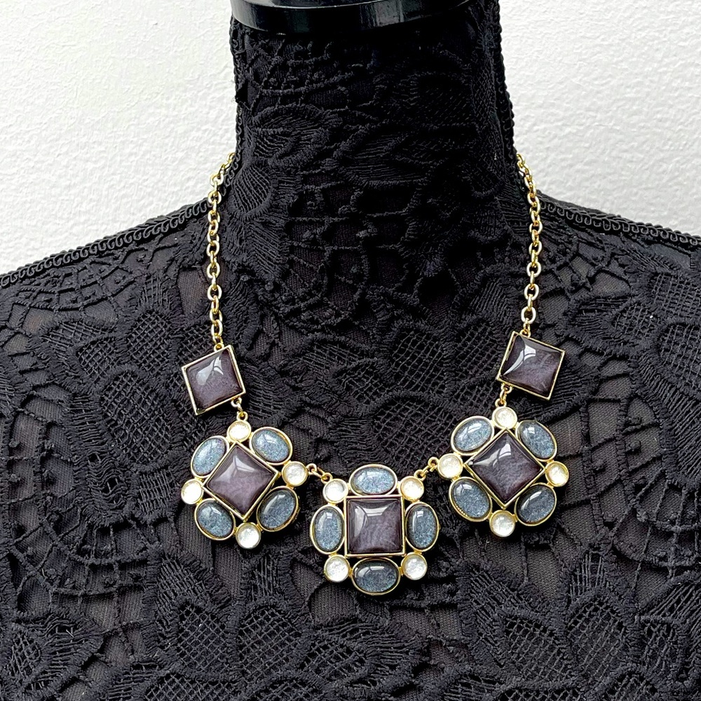 Laila Rowe grey rhinestone statement necklace